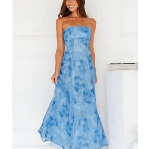 Hello Molly Sky Blue Strapless Dress